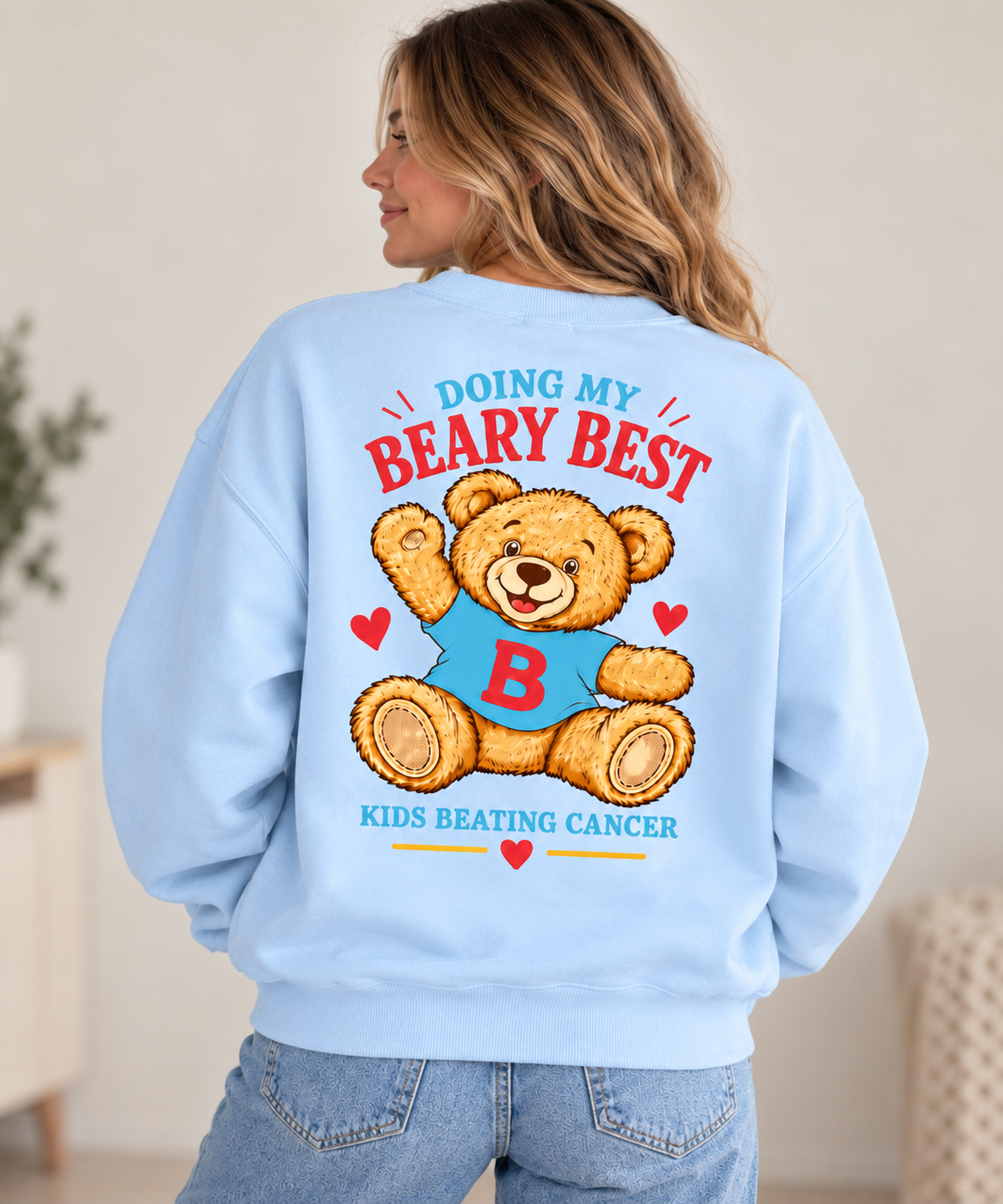 Adult Light Blue Beary Best Sweatshirt